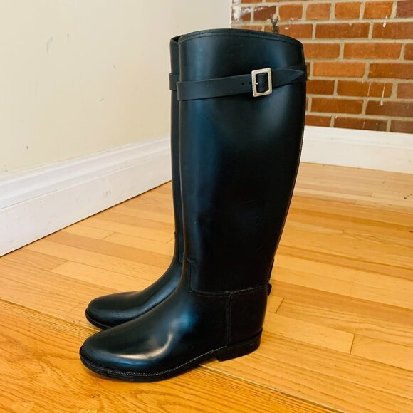 Burberry Tall Black Equestrian Style Rain Boot -- Size 39 US size 9 - Picture 7 of 15